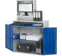 Estación de trabajo para ordenador RAU, compartimento para el monitor, 1 balda extraíble