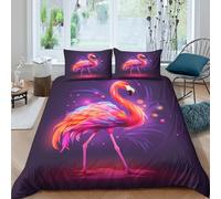 Estampado 3D Flamingo Art Protector de edredón Ropa de Cama con Funda de Almohada Transpirable Funda de edredón Secado rápido para Estudiantes jóvenes Solteros King（220x240cm）