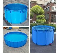 Estanque circular de PVC con soporte, plegable, para almacenamiento de agua, para exteriores, depósito de contención de koi, lona de riego (2 x 2 x 1 m)