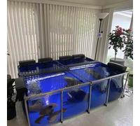 Estanque de peces con panel de visualización, forro de lona de PVC, fácil instalación, marco flexible, 200 x 100 x 61 cm, ideal para koi y tanque acuático