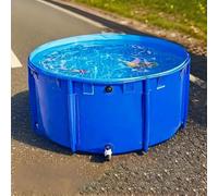 Estanque de peces redondo extragrande de lona con forro y marco de PVC flexible, tanque de acuario Koi Goldfish sobre el suelo, fácil de instalar, 1,2 m x 0,6 m
