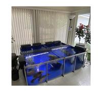 Estanque grande para acuario con panel de visualización transparente, lona de PVC, marco de acero y válvula de drenaje, ideal para criar peces al aire libre