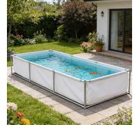 Estanque Koi sobre el suelo, estanque de peces de lona para jardín, gran piscina impermeable de PVC, resistente al desgarro, resistente al desgarro, piscina de remo de 2,5 m