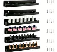 Estante acrílico transparente para esmalte de uñas de 6 piezas para uso en pared, compatible con tamaños y formas estándar de esmalte de uñas (paquete de 6, negro)
