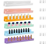 Estante acrílico transparente para esmalte de uñas de 6 piezas para uso en pared, compatible con tamaños y formas estándar de esmalte de uñas (paquete de 6 colores macarrón)