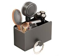 Estante de almacenamiento de baño sin taladro, organizador lateral para | Cepillo de dientes Peine Cabello Tie Solución Ahorro Espacio Acero Carbono ABS Gris Ajuste para superficies planas Tanque de