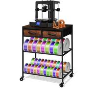Estante de almacenamiento de filamentos para impresora 3D con cajones y ruedas, soporte de metal resistente de 2 niveles para impresora 3D con almacenamiento, estante organizador de filamentos