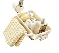 Estante de almacenamiento para grifo de cocina con abrazadera con cesta de drenaje de ABS para esponja, cepillo y paño de cocina, uso de almacenamiento lateral del fregadero, soporte organizador