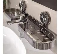 Estante de almacenamiento para lavabo con ventosa de 1 pieza para baño, inodoro, espejo frontal, grifo, alto valor estético, sin taladro, montado en la pared, universal, disponible en dos colores 1Pcs