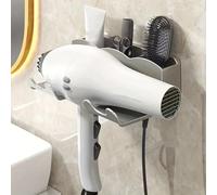 Estante de almacenamiento para secador de pelo, soporte montado en la pared para baño no perforado, almacenamiento de conductos de aire para baño, 1 ud. Black