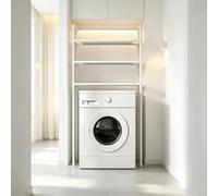 Estante de almacenamiento sobre lavadora Estante de baño de 3 niveles | Maximiza tu espacio de lavandería con este estante de 3 niveles que organiza toallas y cestas sin esfuerzo.(White)