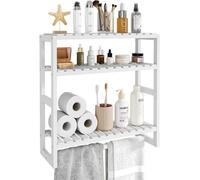 Estante de bambú blanco ajustable, de 3 niveles, para colocar sobre el inodoro