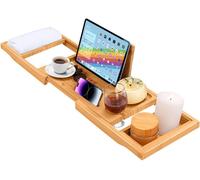 Estante de bambú lujoso para baño, con soporte integrado