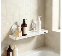 Estante de Baño con Ventosa Sin Taladrar, Organizador de Ducha Antioxidante (32x11.7x9.5cm), Cesta de Almacenamiento de Pared para Champú y Gel, Estantería con Ventosa Fuerte