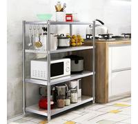 Estante de cocina multifuncional: estante de acero inoxidable de 4 niveles para microondas y electrodomésticos