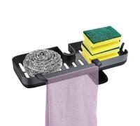Estante de drenaje para grifo, boquilla giratoria de drenaje rápido, bandeja organizadora sobre el fregadero, soporte de jabón de esponja de PVC, almacenamiento colgante de 11.22 x 4.13 x 1.38