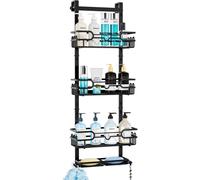 Estante de ducha colgante ajustable Unyqoos® – 4 cestas y compartimento para jabón, color , acero inoxidable, para puertas y paredes de vidrio de hasta 1,89 inch, instalación sin necesidad de taladrar