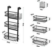 Estante de ducha colgante, sin necesidad de taladro – Cesta de ducha triple – Con soportes para toallas – 3 niveles