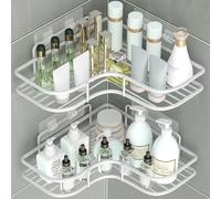 Estante de ducha esquinero de acero inoxidable: estante de almacenamiento de baño montado en la pared a prueba de herrumbre para champú, tóner y cosméticos Black