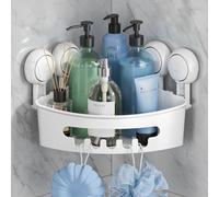 Estante de esquina impermeable Unyqoos® con ventosas: estante de ABS ajustable sin necesidad de taladrar (capacidad de hasta 10 kg), ideal para baño y cocina, con diseño ventilado