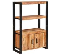 Estante De Libros Con Puertas Madera Maciza De Acacia Y Metal Vidaxl