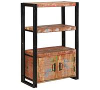 Estante De Libros Con Puertas Madera Recuperada Sólida Y Metal Vidaxl