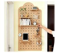 Estante de madera montado en la pared, kit de panel de almacenamiento con clavijas de madera y divisores, estante flotante para dormitorio, apartamento, garaje