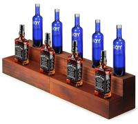Estante de madera para botellas de licores, juego de 2 unidades, 40,6 x 20 x 16 cm, color marrón