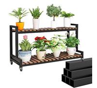 Estante de madera y metal de 2 niveles/3 niveles, 80 cm/100 cm/120 cm, estante de exhibición blanco y negro para plantas de interior, zapatos, decoración del hogar, solución de almacenamiento elegante