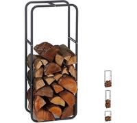 Estante de metal para leña, apto para interior y exterior, dimensiones: 100 x 40 x 25 cm