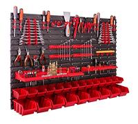 Estante de pared 115 x 78 cm, soportes para herramientas, 23 unidades Cajas apilables para almacenaje, extrafuertes placas de pared