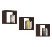 Estante de pared akord k25 wenge 25 cm frente en color wenge 3 estantes 25x15x25 cm