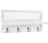 Estante de pared de madera Ibenzoa® con 4 ganchos para llaves, color blanco – Tablero para llaves y barra de almacenamiento para pasillos, recibidores, cocinas y habitaciones infantiles