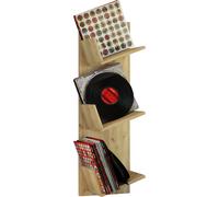 Estante de pared de madera | Tablero de pared con tres compartimentos grandes | Espacio para 100 discos | También se puede utilizar para libros | Dimensiones: H. 106 x W. 33 x D. 26 cm - Sulda