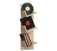 Estante de pared de madera | Tablero de pared con tres compartimentos grandes | Espacio para 100 discos | También se puede utilizar para libros | Dimensiones: H. 106 x W. 33 x D. 26 cm - Sulda