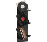 Estante de pared de madera | Tablero de pared con tres compartimentos grandes | Espacio para 100 discos | También se puede utilizar para libros | Dimensiones: H. 106 x W. 33 x D. 26 cm - Sulda