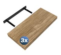 Estante de pared Estante flotante 50cm juego de 3 roble + soporte