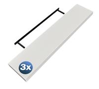 Estante de pared Estante suspendido 110cm juego de 3 blanco + soporte