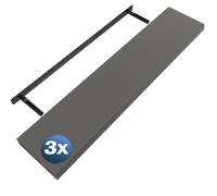 Estante de pared Estante suspendido 110cm juego de 3 gris + soporte