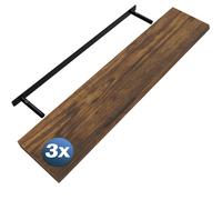 Estante de pared Estante suspendido 110cm juego de 3 roble oscuro + soporte