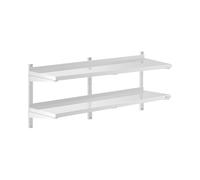 Royal Catering Estante De Pared Metálico Estantería Para Cocina RCWR-1400.4 (Capacidad: 40 kg, Acero Inoxidable, 2 baldas, 40 x 140 cm)
