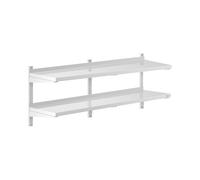 Royal Catering Estante De Pared Metálico Estantería Para Cocina RCWR-1500.4 (Capacidad: 40 kg, Acero Inoxidable, 2 baldas, 40 x 150 cm)
