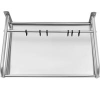 Estante de pared para microondas - Soporte de almacenamiento - Acero inoxidable - 53 cm - 6 ganchos - Fácil montaje - Ahorra espacio - Plateado