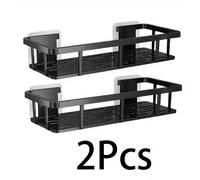 Estante de pared sin taladro, organizador de ducha resistente al agua. Fácil instalación adhesiva, almacenamiento de baño que ahorra espacio. 2pcs