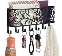 Estante de pared Unyqoos® con soporte para llaves, ideal para pasillos y entradas. Tablero de metal para llaves, con 7 ganchos, dimensiones 27,6 x 5,5 x 12 cm, resistente a la corrosión, incluye mater
