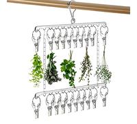 Estante de secado para hierbas, con 20 ganchos de acero inoxidable que ahorra espacio, colgador de secadora de verduras con ganchos, para el hogar, cocina, balcón, invernadero, ajo, plantas de