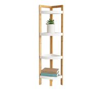Estante en Esquina Relaxdays de bambú, 4 estantes, HBT: 105,5 x 23 x 23 cm, para baño y Cocina, Ahorra Espacio, Natural.