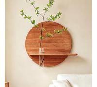 Estante flotante de madera para pared, repisa de exhibición (29cm/39cm/49cm) con florero hidropónico; organizador para plantas pequeñas, ideal para recibidores y dormitorios(Giallo,49cm/19.3in)