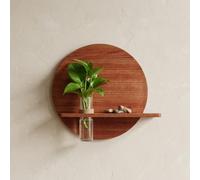 Estante flotante de madera para pared, repisa de exhibición (29cm/39cm/49cm) con florero hidropónico; organizador para plantas pequeñas, ideal para recibidores y dormitorios(Brown,29cm/11.4in)