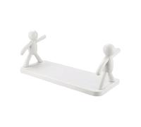 Estante flotante, Estante montado en la pared Sin agujeros Forma de muñeca pequeña Estante de almacenamiento de rodamiento de carga estable de plástico de gran capacidad para dormitorio (Blanco)